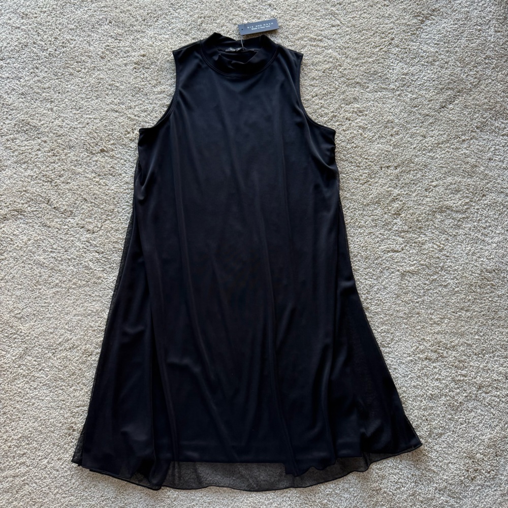 Nik and Nash NWT Black Layered Mesh Overlay Dress Made in USA Size M